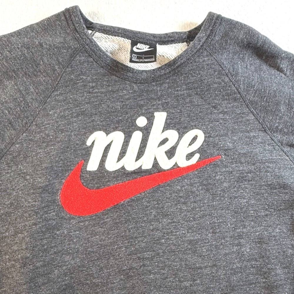 Nike Sweatshirt Mens Large Raglan‎ Graphic Logo Pullover Sweater Gray Vintage